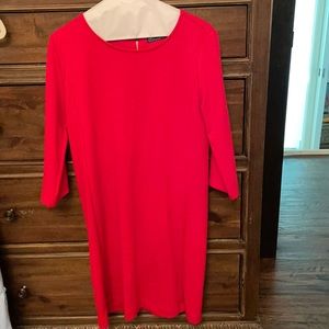 Gap red dress 3/4 sleeve zip back stretchy
